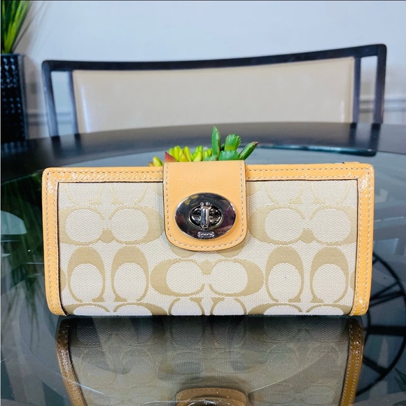 Coach Handbags - Coach Turnlock Slim Envelope Wallet C Canvas Pattern Leather